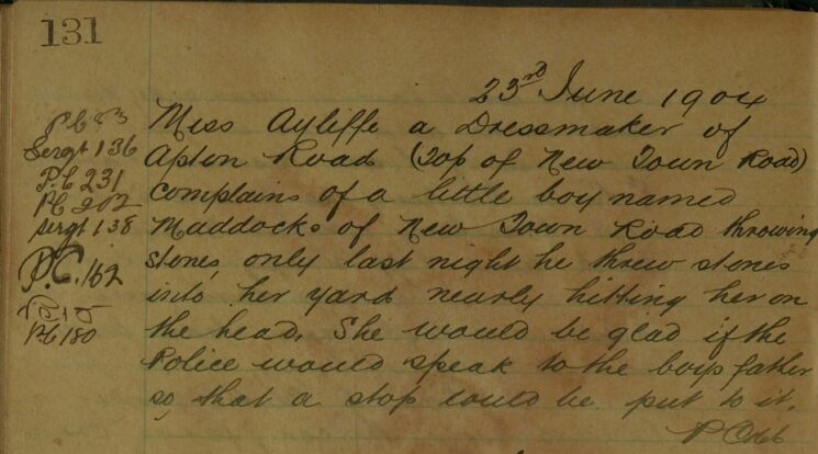 Complaint About A Young Boy Throwing Stones