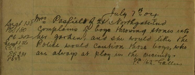 Complaint About Boys Throwing Stones Into Her Garden