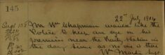 Request For Police To Check On Mr Chapman's Premises