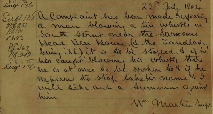Complaint About A Man Blowing A Tin Whistle
