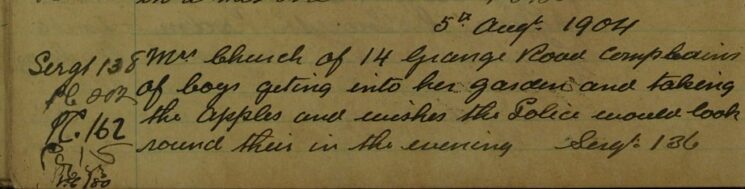 Complaint About Boys Stealing Apples From A Garden