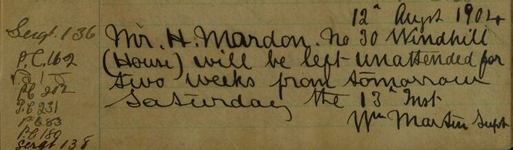 Mr Mardon's House Will Be Left Unattended For Two Weeks