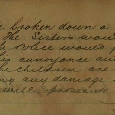 Complaint From Convent Sisters About Children Having Broken Down A Fence To Play In The Convent Grounds