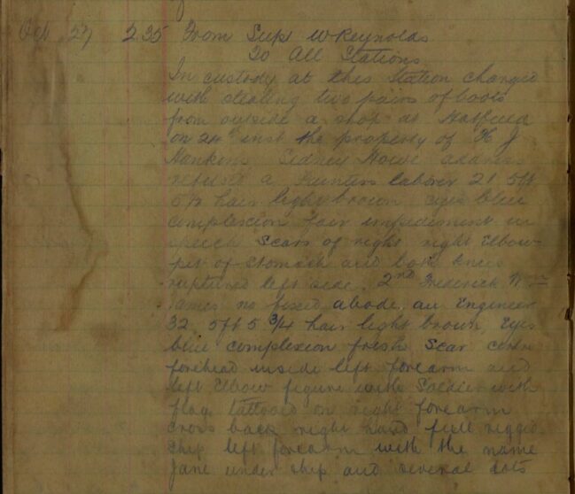 Men Arrested For Theft - Sidney Howe And Frederick William James