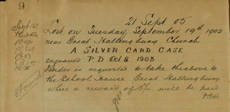 Silver Card Case Lost Near Great Hallingbury Church - Reward Offered To Finder