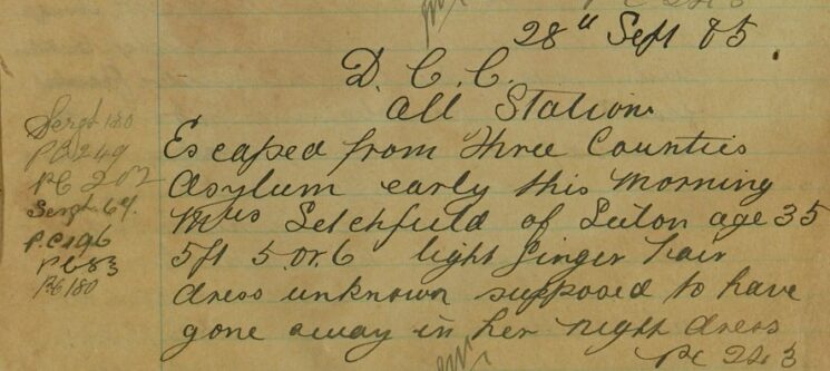 Escaped From Three Counties Asylum In Her Nightdress