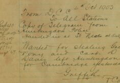 Copy of Telegram From Huntingdon Police: Wanted For Stealing A Pony And Cart