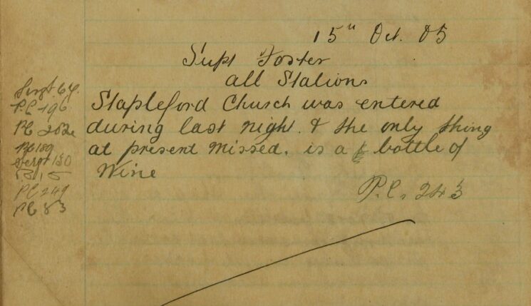 From Supt Foster: Bottle Of Wine Stolen From Stapleford Church