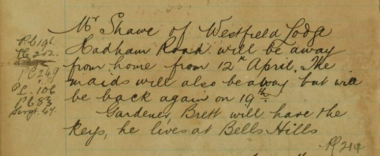 Notification That Westfield Lodge Will Be Unoccupied For A Week
