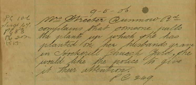 Complaint About Someone Removing Plants From Her Husband's Grave