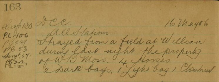 From DCC: Four Horses Strayed From A Field At Willian