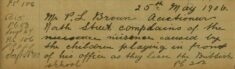 Complaint About Nuisance Caused By Children At The Front Of His Office