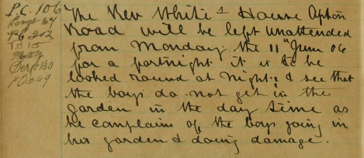 Notification That Rev White's House Will Be Unoccupied For A Fortnight