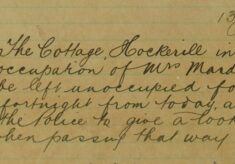 Request For The Police To Check On The Cottage, Hockerill Whilst The Owner Is Away For A Fortnight