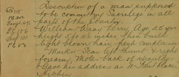 Description Of Man Committing Sacrilege Throughout The County