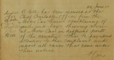 Letter To Chief Constable From Motor Car Union Complaining About Boys Throwing Stones At Motor Cars