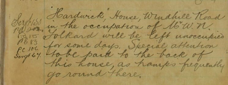 Notification That Hardwick House Will Be Unoccupied For Some Days