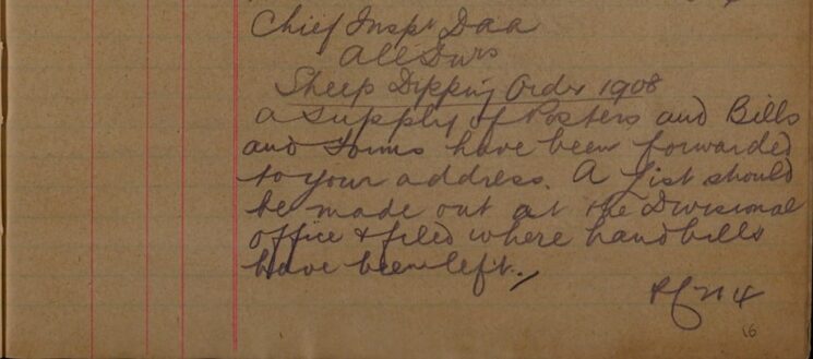 Documents Regarding Sheep Dipping Order 1908