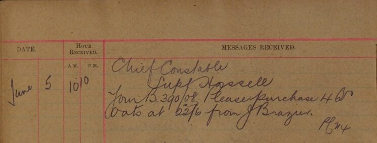 Instruction to Purchase Oats From J. Brazier