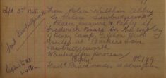 Enquiry By Waltham Abbey Police About Frederick Brace's Address