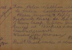 Enquiry By Waltham Abbey Police About Frederick Brace's Address