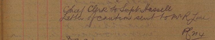 Notification - Letter Of Caution Sent To Mr Lane