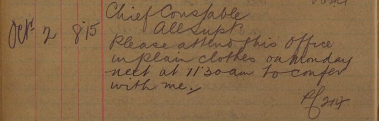 Instruction To Attend Chief Constable's Office In Plain Clothes