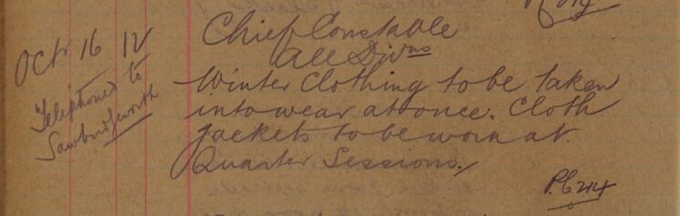 Instruction For Winter Clothing To Be Worn And Cloth Jackets To Be Worn At Quarter Sessions