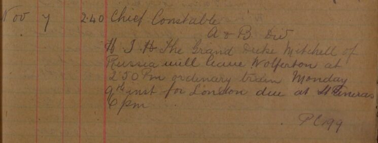 Details Of Grand Duke Of Russia's Train From Wolferton To St Pancras