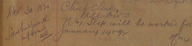 Instruction To Work No 1 Slip For January 1909