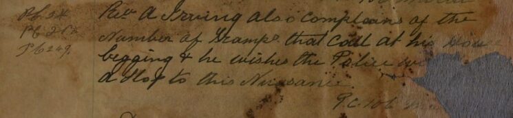 Complaint About Tramps Begging At His House
