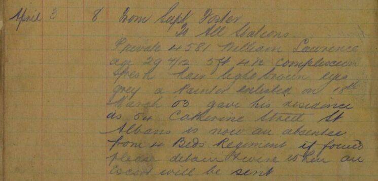 Private William Lawrence Absentee