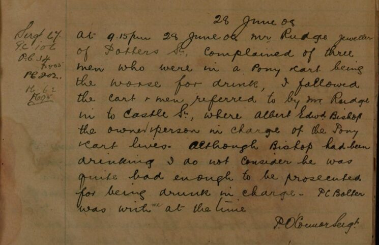 Report Of Man Being Drunk Whilst In Charge Of A Pony and Cart