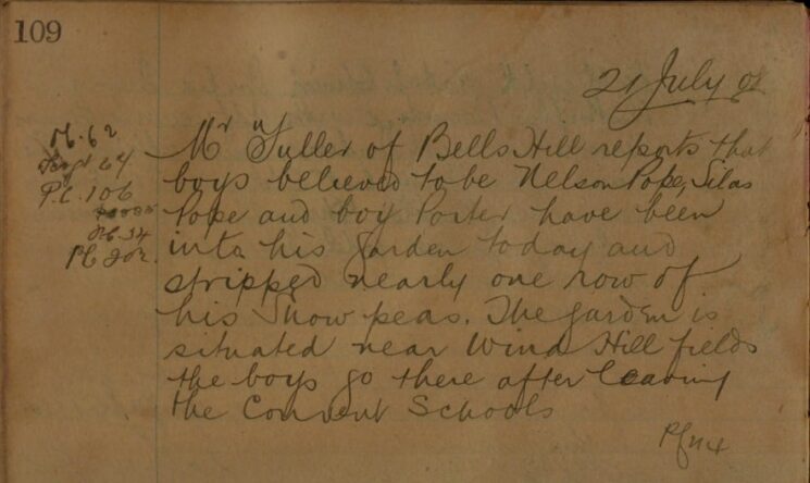 Complaint About Boys Stealing Peas From A Garden