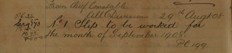 Instructions To Work No 1 Slip For September 1908