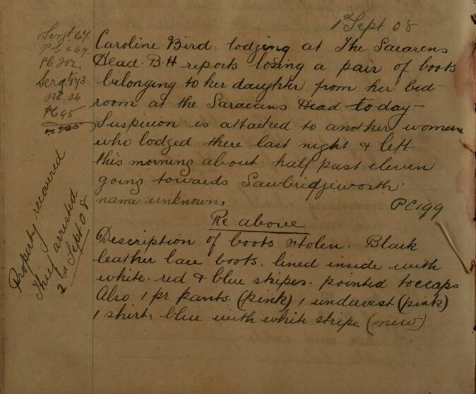 Theft From Lodger's Room At The Saracen's Head