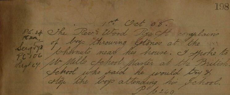 Complaint Of Boys Throwing Stones