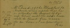 Notification Of Public House Being Unoccupied Whilst Owner Attends His Wife's Funeral