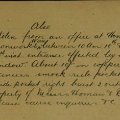 Break In At Rye House Railway Station Office And Office At Homan & Rogers Ironworks