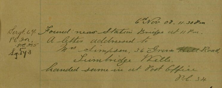 Letter Found Near Station Bridge