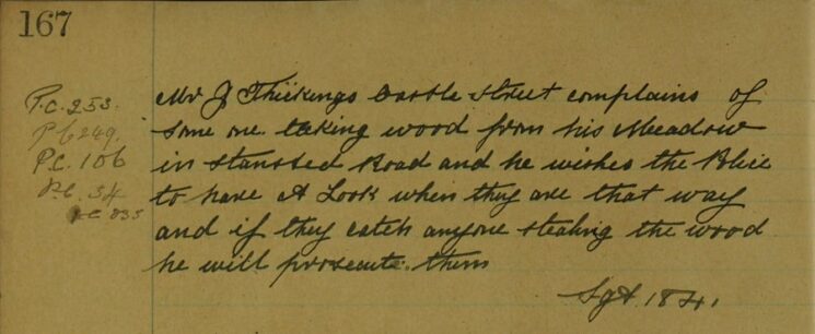 Complaint Of Wood Being Stolen From A Meadow