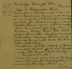 Remanded In Custody At Cambridge For Stealing A Mackintosh [Coverall]