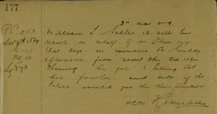 Complaint Of Boys Causing A Nuisance On Sunday Afternoons