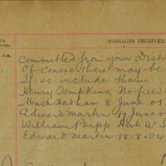 Request For Details Of Persons Dealt With Under The Inebriates Act Since 1899