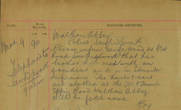 Request To Inform Mr Wood His Mother Has Had An Accident And Is In Hospital