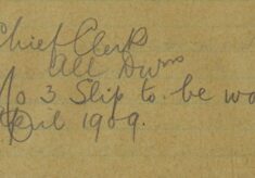 No 3 Slip To Be Worked For April 1909
