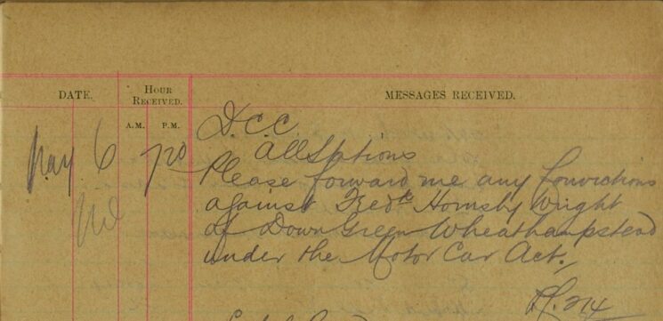 Request For Any Convictions Against Mr Wright Under The Motor Car Act