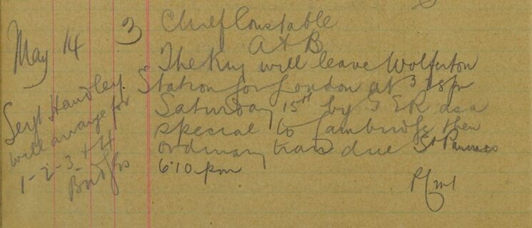 Itinerary Of King's Journey From Wolferton To St Pancras