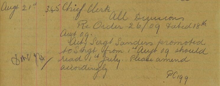 Sergt Sanders' Promotion Date Incorrect In General Order