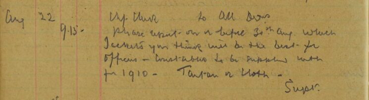 Officers And Constables Consulted On Jackets To Be Supplied For 1910